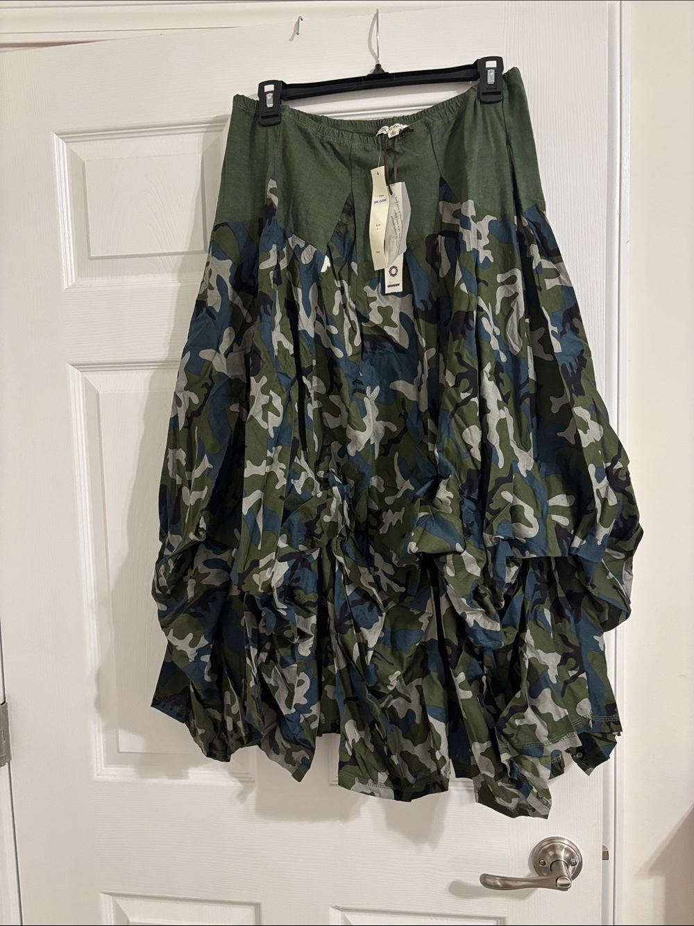 Women’s Camouflage Tiered Maxi Skirt - Olive Green